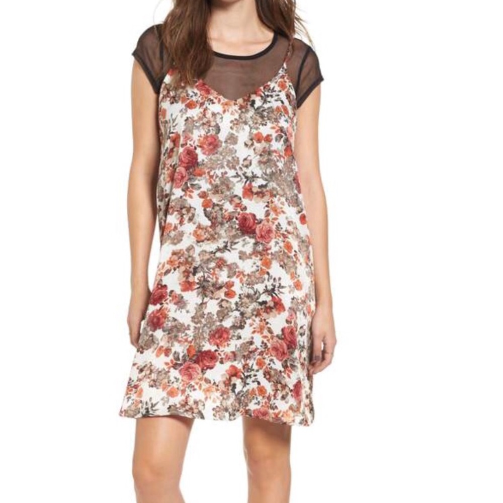 Floral slip dress with mesh tee